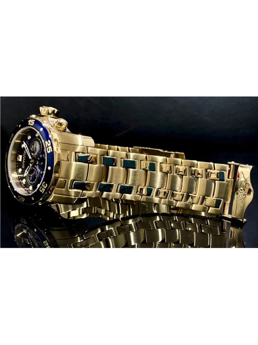 Invicta Men’s PRO DIVER SCUBA Chronograph Blue Dial 18kt Gold Plated Watch. 0073 - Picture 8 of 12